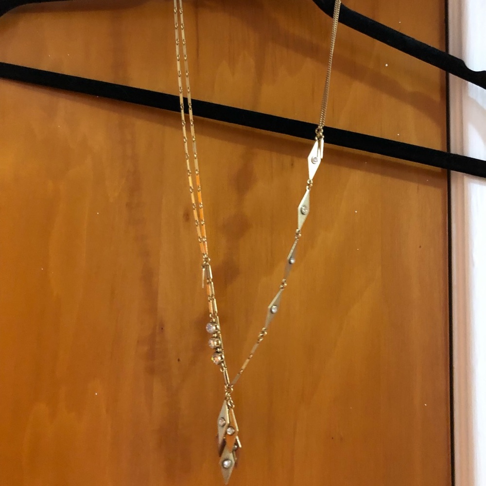 J.Crew Gold Long Necklace with Rhinestones